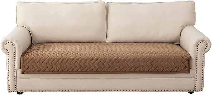 Eismodra Couch Cover,Sectional Couch Covers,Sofa Covers for 3 Cushion Couch,Anti-Slip Sofa Slipcovers for Dogs Cats Kids Loveseat Recliner L Shaped Armrest Backrest,Brown 36''x82''(Only 1 Piece)