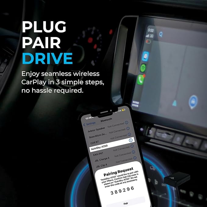 2026 Wireless CarPlay Adapter 8PRO by AUTOSKY – Convert Wired to Wireless, Plug & Play, Fast & Stable Connection, Apple & Android Auto Compatible, Compact Design