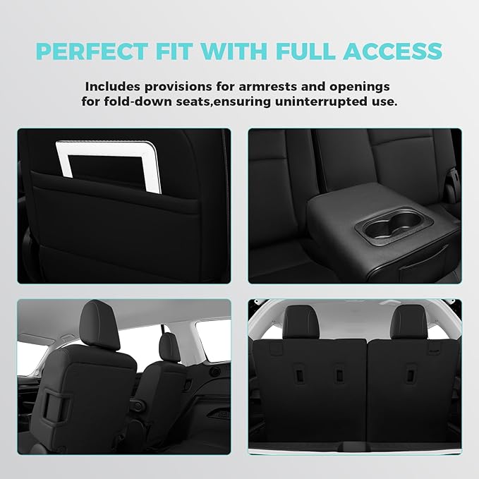for Honda Pilot Seat Covers, Car Seat Protectors Full Set Custom Fit Pilot Elite,Black Edition 2016 2017 2018 2019 2020 2021 2022-7 Seats, Faux Leather Full Coverage Waterproof, Black Red