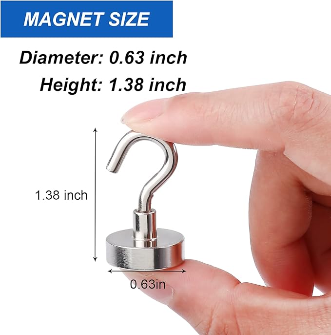 LOVIMAG Strong Magnetic Hooks, 30lbs Magnetic Hooks for Cruise Cabins, Magnet Hooks for Cruise Ship Essentials, Rare Earth Magnets with Hooks for Refrigerator,Hanging,Classroom,Kitchen,Ceiling-25 Pack