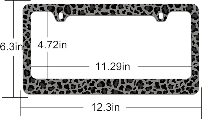 Stainless Steel Black Cheetah License Plate Holder Leopard Print License Plate Frame Cheetah Leopard Black Car License Plate Covers tag Frame for Women 12.3" X 6.3"