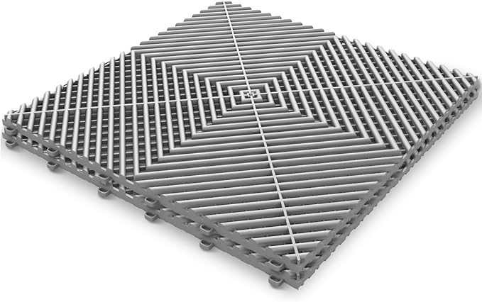50PCS|15.7"x15.7" Garage Flooring Tiles, Non-Slip Interlocking Plastic Garage Floor Mat, Garage Organization & Garage Storage, Vented Pattern(Grey)