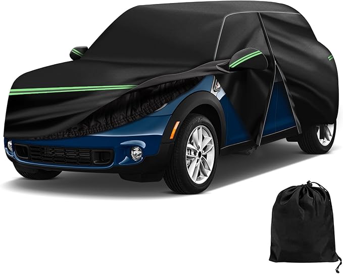 Mini Cooper/Cooper S Car Cover 2002-2023 - 210D Outdoor Waterproof UV Protection With Cotton Layer, Zipper Door, Reflective Strip, Storage Bag for 2-Door