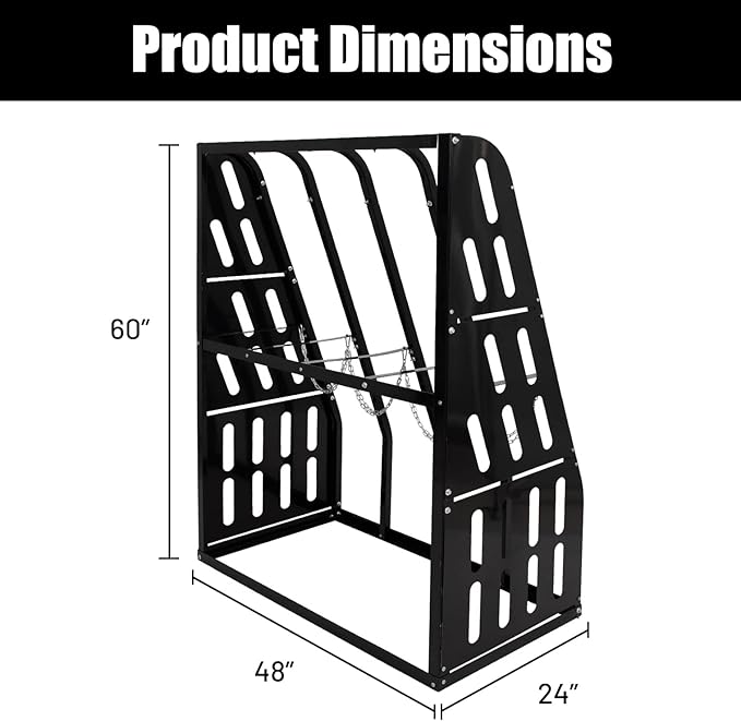 1500LBS Vertical Bar Rack Standing Storage Rack, 47" W x 24" D x 60" H Steel Vertical Long Parts Storage Rack with Galvanized Chains & 2 Side Pegboards, 4 Bays Lumber Storage Rack for Garage Storage