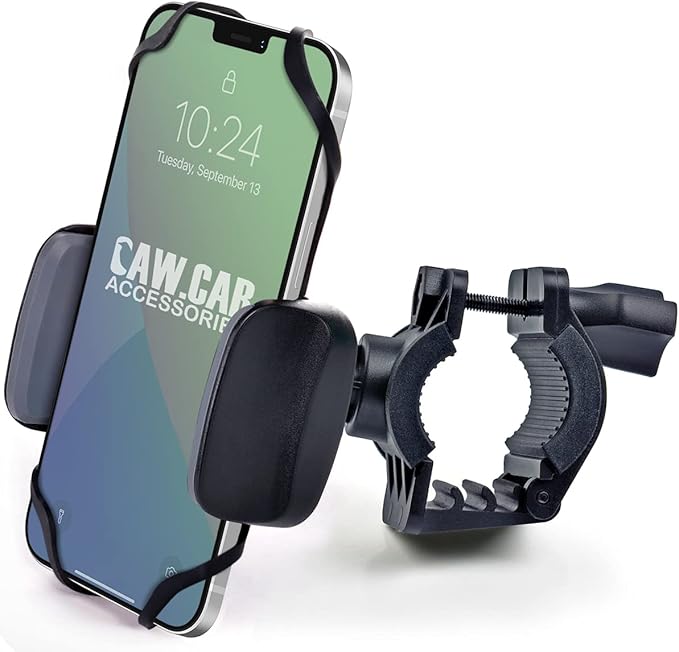 Bike & Motorcycle Phone Mount - for iPhone 16 Pro Max (15, 14, SE, Plus), Galaxy s25 or Any Cell Phone - Universal Handlebar Holder for ATV, Bicycle & Motorbike. +100 to Safeness & Comfort