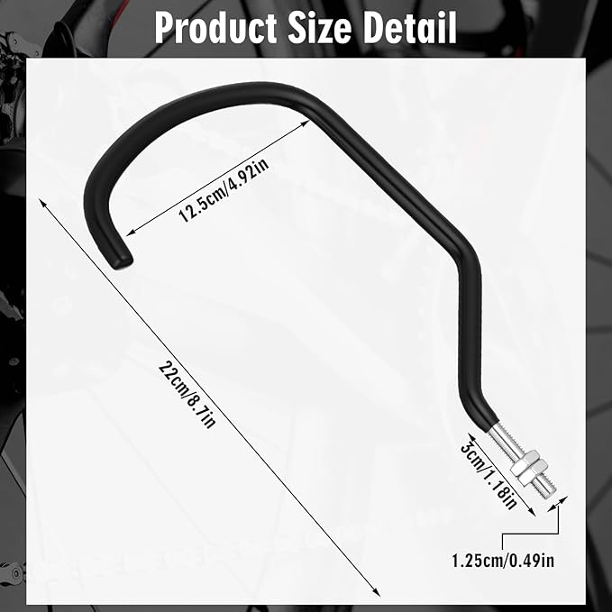 Shimeyao 8 Pcs Machine Thread Bicycle Storage Hook with Nut Heavy Duty Bike Hooks M10 x 1.5 Machine Threading Hook Rubber Coated Bicycle Hanger for Hanging Large Mountain Bike Tire (4.92 Inch,Black)