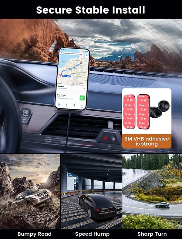 MOKPR for Magsafe Car Mount Charger-15W Wireless Car Charger-Magnetic Car Phone Holder for Dash Air Vent-LED RGB HandsFree Car Mount Fast Car Charger for iPhone 14/13/12 Series,Green