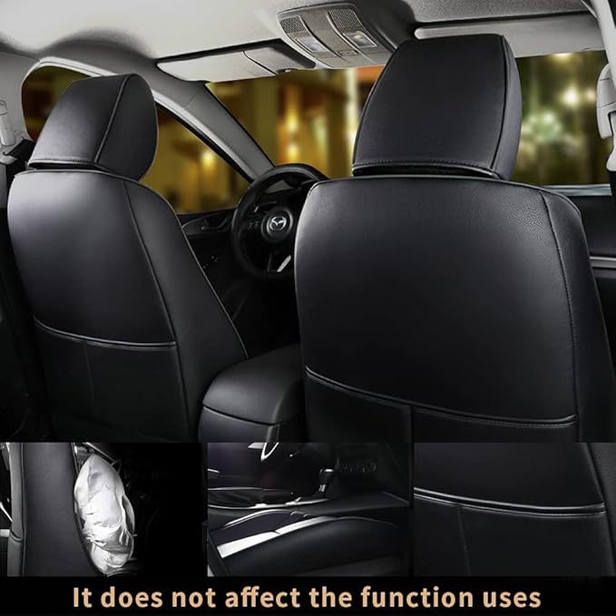 Car Seat Covers Fit for Mazda 3 2014 2015 2016 2017 2018 - Full Set Black Customized Seat Covers