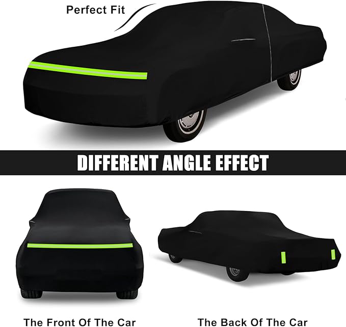 Waterproof Car Cover Compatible with Chevrolet Impala/Bel Air/Biscayne 1971-1976 2 & 4-Door Sedan/Couple/Hardtop 210T All Weather Classic Car Covers with Zipper Door for Snow Rain Protection