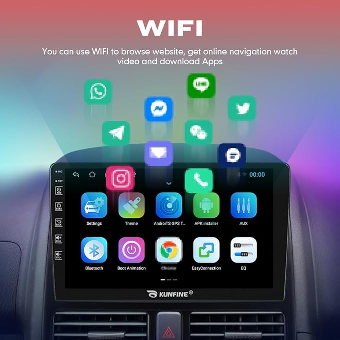 Kunfine Car Android Navigation Stereo GPS Radio Reverse Camera Display 9" IPS Touchscreen Headunit Tablet Pad Media Player for Peugeot 301 2013-2022, if Applicable Quad Core 1G+16G Silver