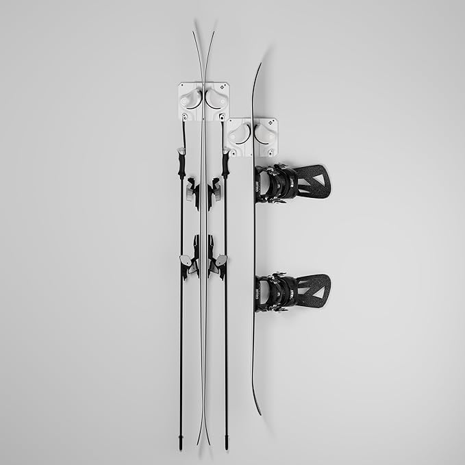 Ultimate Ski & Snowboard Wall Rack | Secure, Non-Slip Storage | Fits Any Ski/Board | Garage Organization | Ski Storage Rack | Snowboard Storage Rack | Winter Gear Organizer | 2 Pck