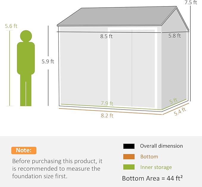 Outsunny 8' x 6' Outdoor Storage Shed, Metal Garden Shed with Window & Double Lockable Door, Outdoor Tool Shed Storage with Sloped Roof for Backyard, Patio, Garage, Lawn, Dark Gray