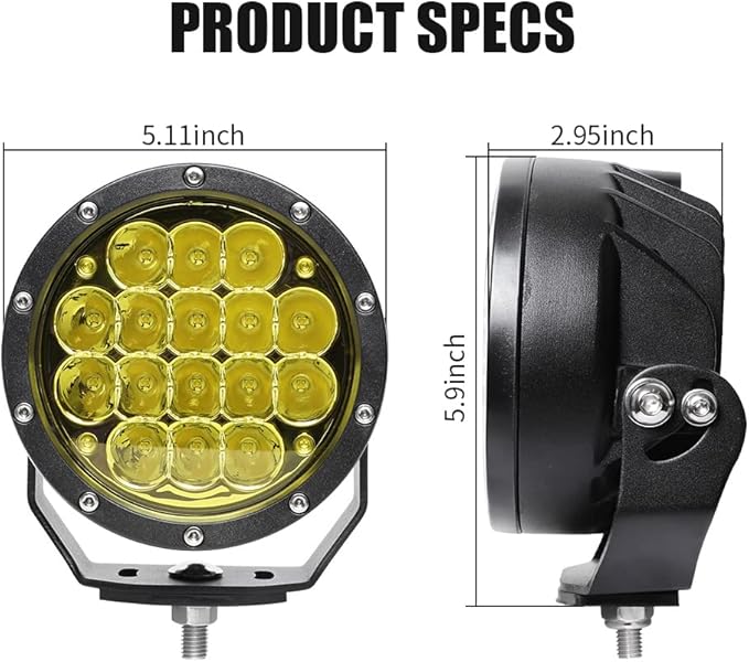 EXZEIT 5 Inch Amber LED Driving Lights - Round, 160W 11200 Lumens Waterproof Fog Lights for Jeep Wrangler, Trucks, Toyota Pickup, GMC SUV