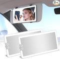 2 Pcs Car Sun Visor Vanity Mirror,Dimmable Rear View Visor Makeup Mirror with 3 Light Modes,White