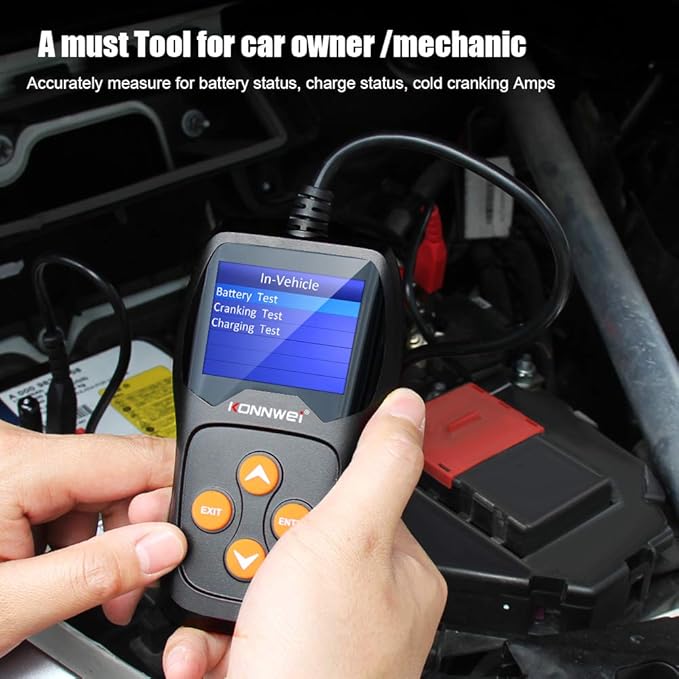 KONNWEI KW600 Car Battery Tester 12V Professional 100-2000 CCA Automotive Battery Load Analyzer and Alternator Tester Waveform Voltage Test for Car/Boat/Motorcycle…