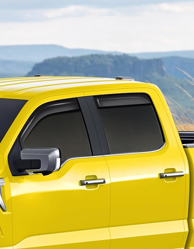 in-Channel Window Rain Guards Fit for Truck Ford F150 2015-2020 SuperCrew/Ford F250-F550 2017-2025, Extra Durable Window Deflectors Vent Shades Visors Exterior Car Accessories - 4 pcs