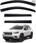 4pcs Front+Rear Smoke Tint Sun/Rain Guard Compatible with 2014-2024 Jeep Cherokee Outside Mount Tape-On Vent Window Visors