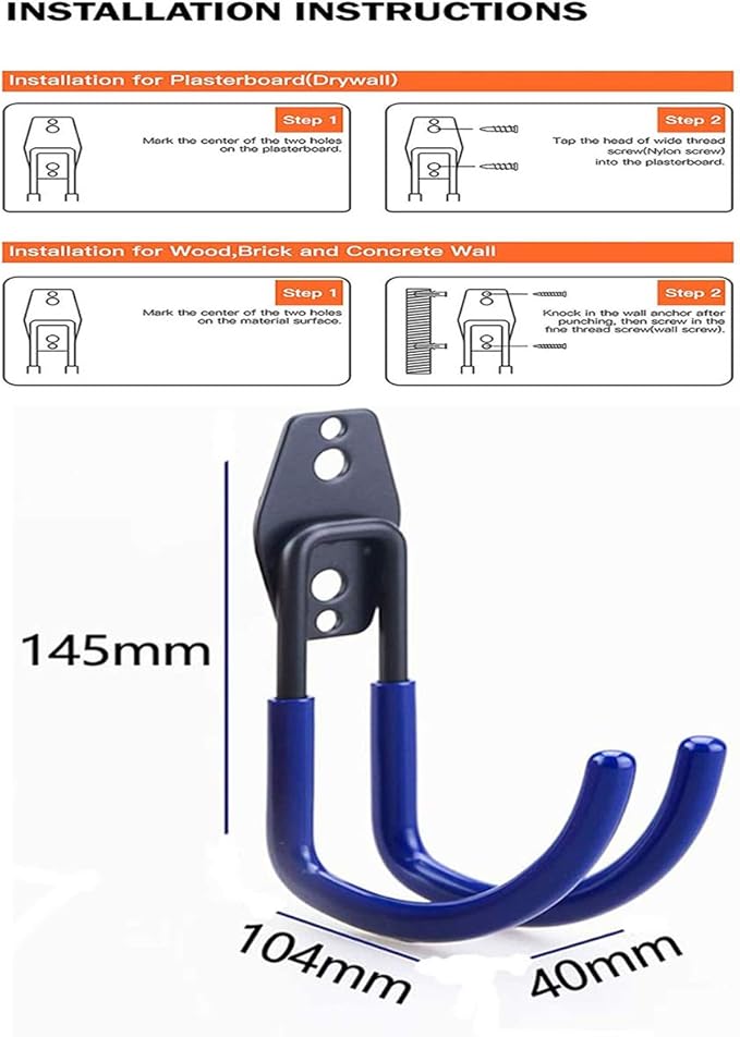 2Pcs Leaf Blower Hanger for Garage, Chainsaw Holder Wall Mount, Power Hedge Trimmers Rack, Heavy Duty Chainsaws Hooks, String Trimmer Hangers, for Home/Garden Tools Organizers and Storage (Set of 2)