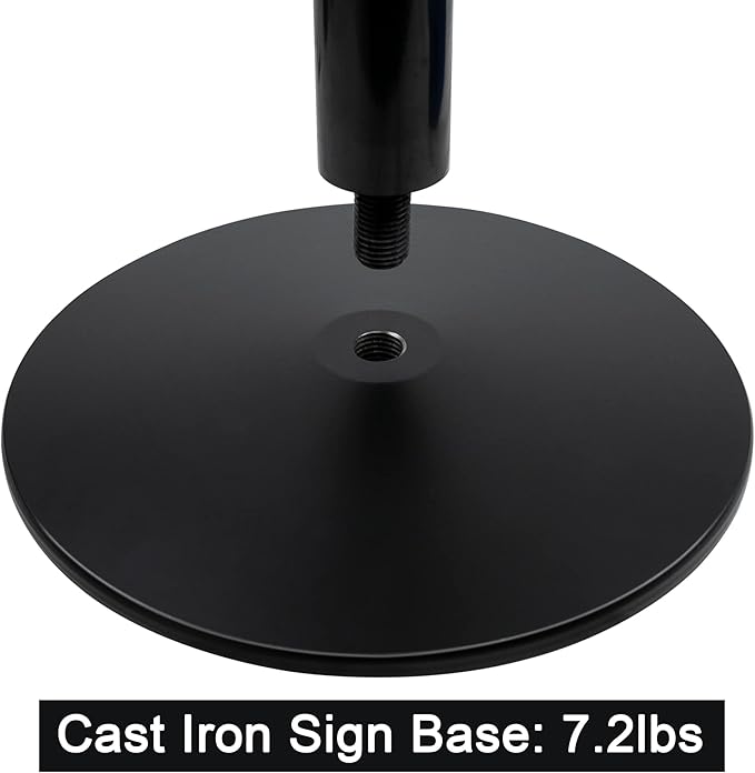 Parking Sign Post 48" Heavy Duty Cast Iron Parking Signs Stand, Movable Sign Stand for Hanging Signs, Black （15 pounds）