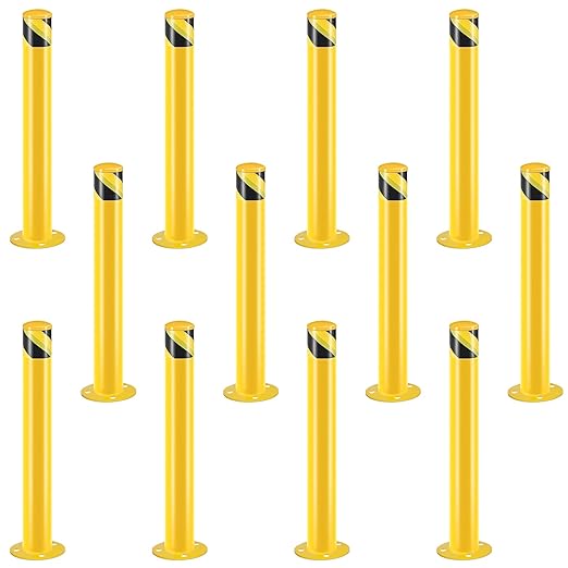 Safety Bollard Post, Steel Bollards,Parking Bollard, Yellow Powder Coated Safety Parking Barrier Post, for Traffic Sensitive Areas (12, 36"H*3.5"D)