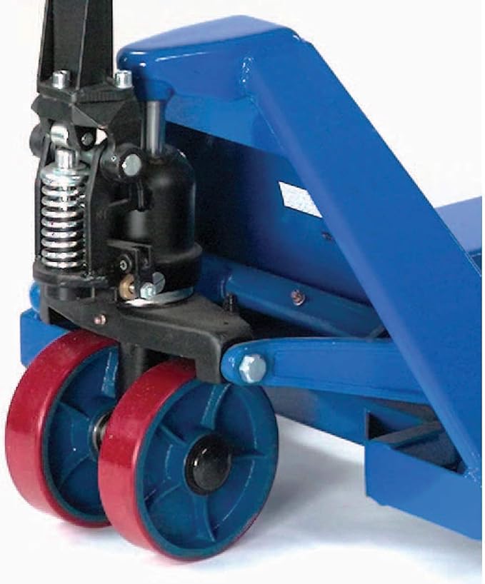 Global Industrial High Capacity Pallet Jack with 27" W x 48" L Forks, 6600 Lb. Capacity, Manual Duty Truck for Warehouse, Manufacturing and Retail, Blue Powder Coat Finish