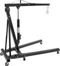 Folding Engine Crane 1 Ton Folding Engine Hoist 2200lbs Heavy Duty Hydraulic Pickup Truck Crane with 6 Iron Caster Wheels for Garage, Workshop - 2 Package