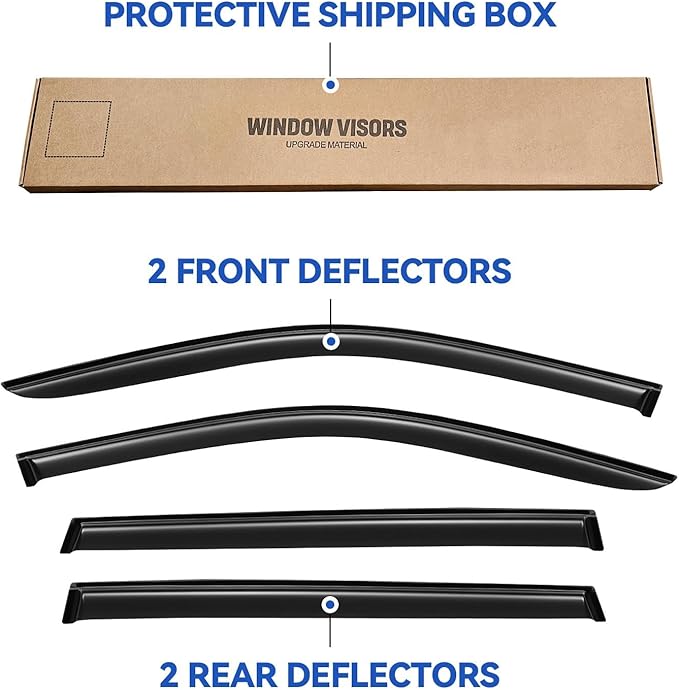 Window Visors Rain Guards for Honda Pilot 2016 2017 2018 2019 2020 2021 2022, Out-Channel Window Vent Wind Deflectors Visors Shades for 16-22 Pilot (Excludes Touring Models)