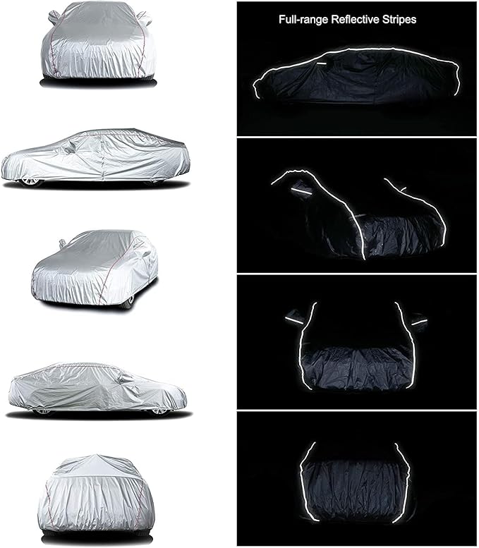 Tecoom Hard Shell Breathable Material Door Shape Zipper Design Waterproof UV-Proof Windproof Car Cover for All Weather Indoor Outdoor Fit 191-205 Inches SUV