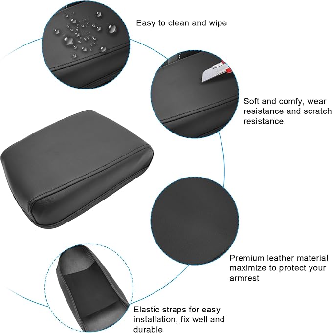 SXCY for 2024 VW Taos/Tiguan Armrest Cover for Volkswagen Taos/Tiguan 2024 Accessories 2022-2024 Taos/2018-2024 Tiguan Center Console Cover 2024 Taos Middle Console Cover (Thin Leather Cover)