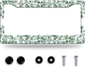 Green Leaf License Plate Frame Colorful License Plate Stainless Steel Funny License Plate Holder Personalized Leaves Car Accessory Decoration 12.3" x 6.3"for Men Women