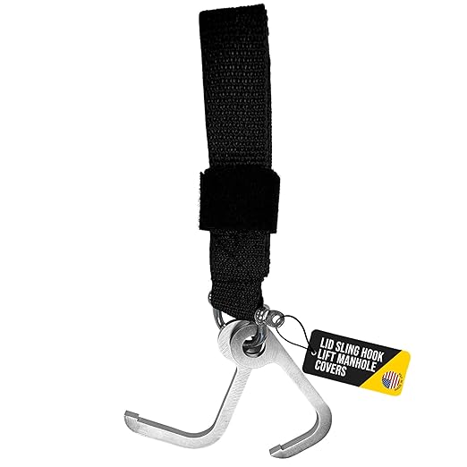 T&T Tools Lid Sling Hook - Lift Manhole Covers & Storm Drain Cover, Versatile Lifting Hooks, Rigid Steel Tool Hook for Moving (Short & Long)