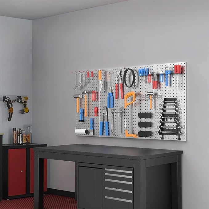 Ultrawall 4 Pcs Metal Pegboard Wall Panels, Peg Boards for Garage Tool Storage