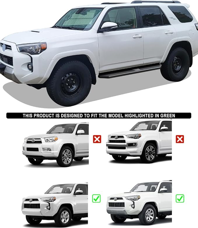 APS 6-inch (Black Stainless Steel Powder Coated Flat Style) Running Boards Side Bars Side Steps Compatible with Toyota 4Runner 2010-2016 Trail & 17-24 TRD Off-Road & 2014-2024 SR5