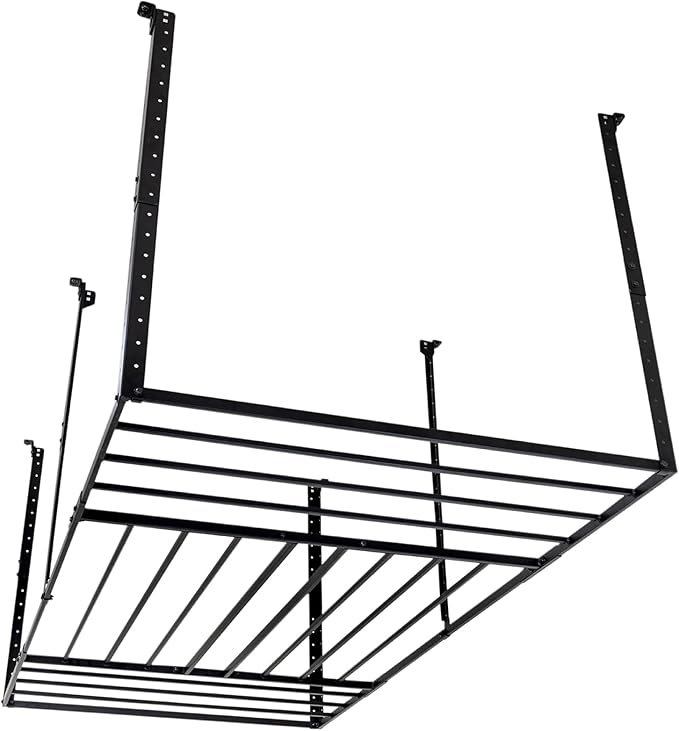 StoreYourBoard 4 x 8 Overhead Garage Storage Rack, Ceiling Shelf Overhead Organization, Heavy Duty Steel Platform Holds 700 lbs, 96 in. x 48 in. x 40 in.