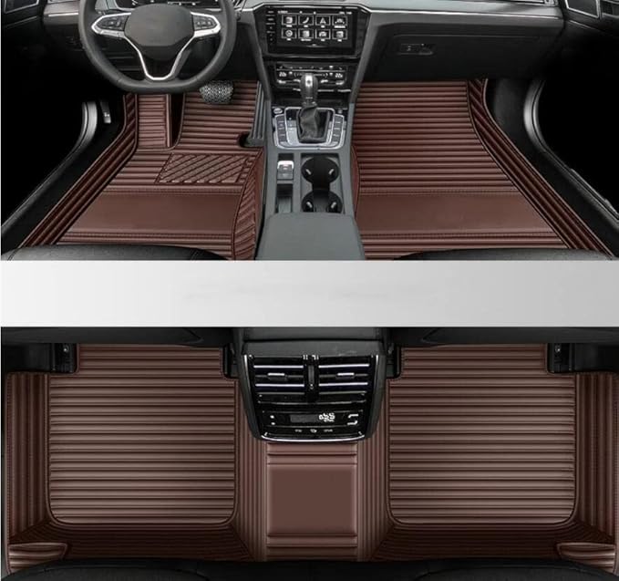 Custom All-Weather Protection Leather Car Floor Mats for Cars Sedan SUV Sports Car Waterproof Floor Mat (3D Brown)