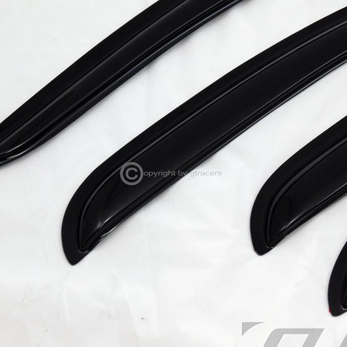 4pcs Front Rear Window Deflector Sun/Rain/Wind Guards Smoke Window Visors 07-13 Compatible with Chevy Silverado/GMC Sierra 1500/2500 HD/3500 HD Extended Cab