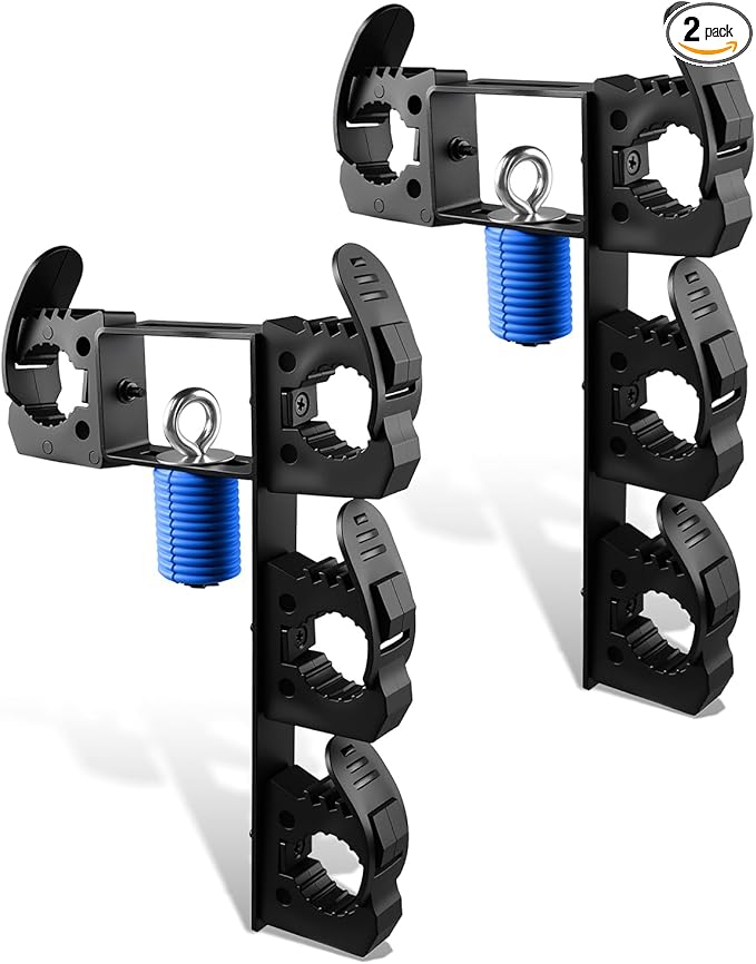 Upgraded Dual UTV Cargo Bed Tool Holders Compatible with Polaris Ranger and General, 4 Position Tool Carrier Mounting Kit, Shovel Holder Fits All UTV Round Bed Anchor Holes, No Drilling