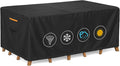 Outdoor Waterproof Furniture Cover, 126W x 74L x 28H inches Heavy Duty 600D Rectangular Table and Chair Set Protection, Black