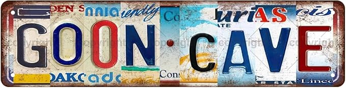 GOON CAVE Vintage Metal Tin Street Sign Bar Cafe Garage Cave Home Room Wall Bathroom Farmhouse Garden Porch Patio Decor, 16 x 4 Inch