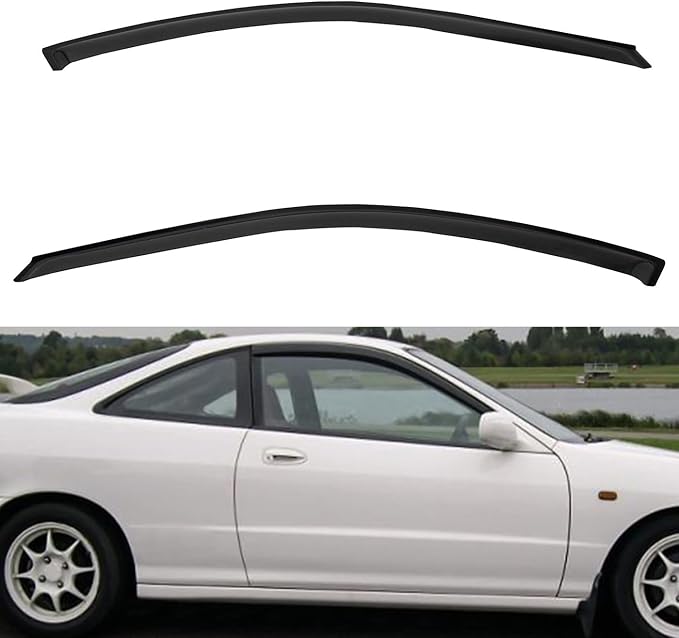 2pcs Front Smoke Tint Sun/Rain Guard Outside Mount Tape-On Vent Window Visors Compatible with 94-01 Integra 2-Door Coupe/Hatchback DC2