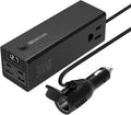 HITRENDS 300W Car Power Inverter, DC 12V to AC 110V with 2 USB Ports, 2 Type-C Ports, and 2 AC Outlets for Car, Home, and Travel Use (Black)