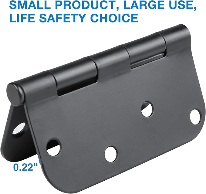4 in x 4" Black Door Hinges 12 Pack Matte Black Door Hinges 4 Inch Exterior Interior Door Hinge for Doors,Standard,Stall,Back,Heavy Duty Hollow Core,Front Door Hardware Black 5/8" Radius Round Hinge