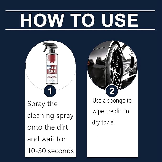 Machine Clean Spray, Machine Clean Outdoor All-Purpose Cleaner, Heavy-Duty Outdoor All Purpose Cleaner,Compatible with all wheel materials and finishes(120ml*2 PCS)