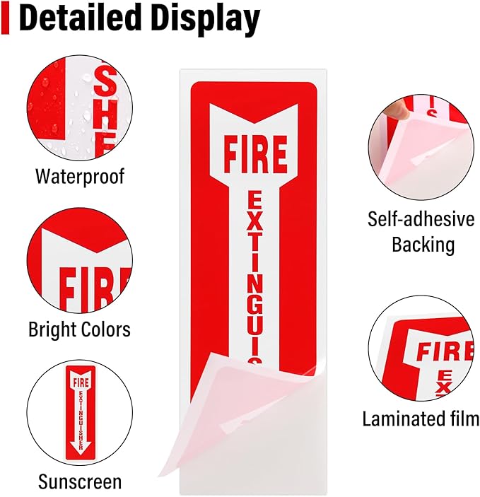 Madrigal fire extinguisher inside sticker,fire extinguisher sign,2 Pack-4x12"Premium Self-Adhesive Vinyl for UV, Weather, Scratch, Water and Fade Resistance, Indoor and Outdoor