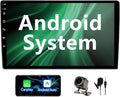 BINIZE Android Double Din 10.1 Inch Touch Screen Bluetooth Car Radio,Radio with Wireless Carplay＆Android Auto,GPS Navigation Receiver,Bluetooth,FM,Dual USB,Mirror Link,Support Backup Camera【2+32】