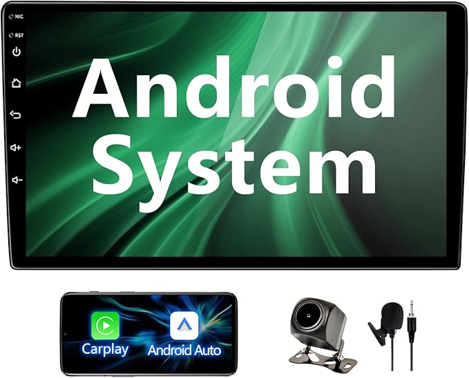 BINIZE Android Double Din 10.1 Inch Touch Screen Bluetooth Car Radio,Radio with Wireless Carplay＆Android Auto,GPS Navigation Receiver,Bluetooth,FM,Dual USB,Mirror Link,Support Backup Camera【2+32】