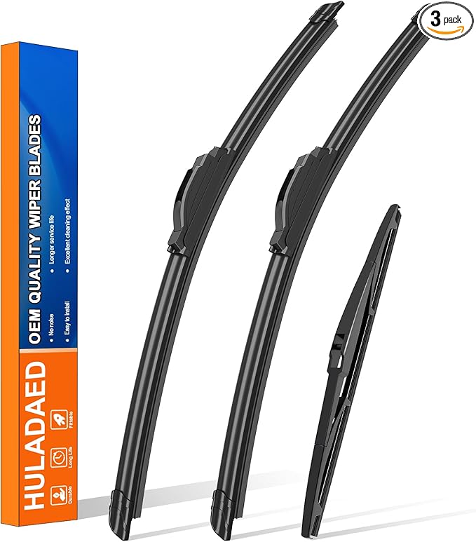 HULADAED® 26''+19''+16'' Windshield Wipers Replacement for Toyota Prius 2015 2014 2013 2012 2011 2010,Silicone Front Rear Wiper blades for MY Car-All Weather & Quiet(3 PACK)