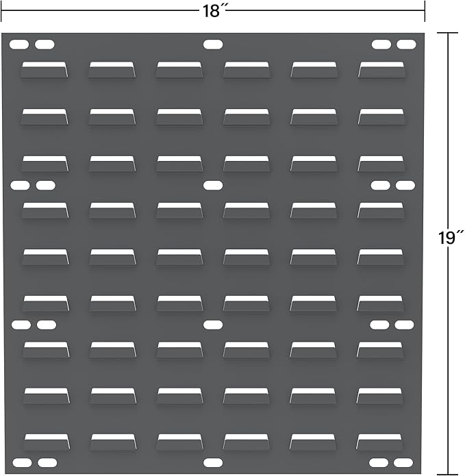 Akro-Mils 30618 Heavy Duty Wall Mount Garage Storage Steel Louvered Panel | Wall Storage Bin Hanging Organizer System for AkroBins, 18-Inch W x 19-Inch H, Grey, 4 Pack
