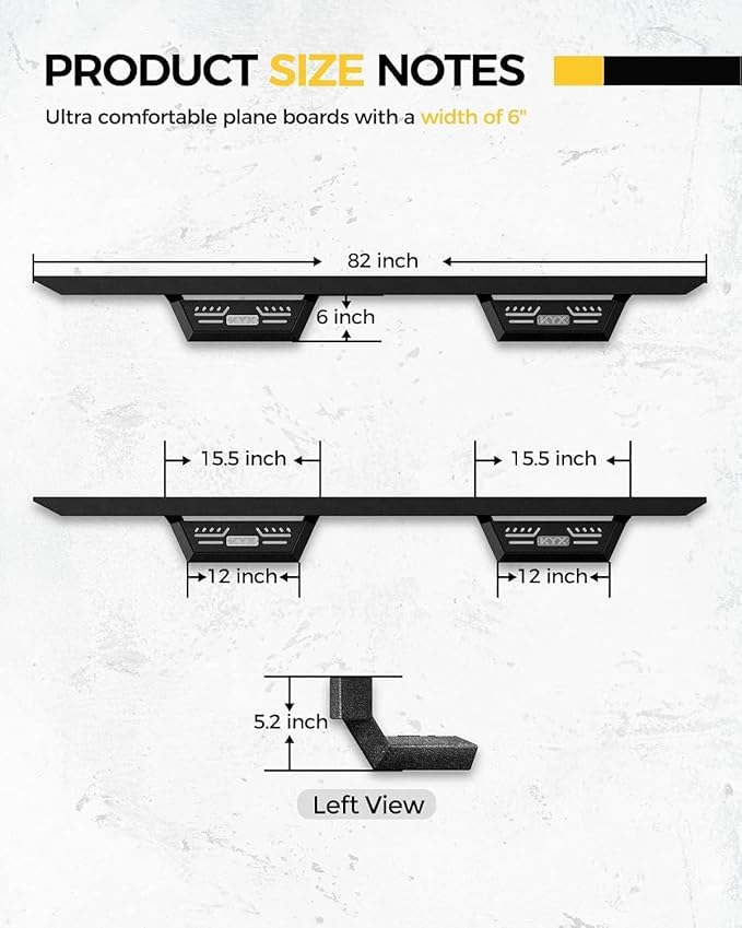 KYX Running Boards fit for 2005-2023 Toyota Tacoma Double Cab, Car Door Side Steps Nerf Bars Truck Boards Step Rails 6 inches