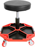 BIG RED ATRXF8308R Torin Heavy Duty Pneumatic Garage Rolling Stool/Creeper Seat with Removable Plastic Tray, 300 lb Capacity, Black/Red
